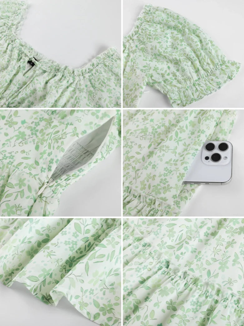 Victorian Summer Floral Pockets Dresses for Women