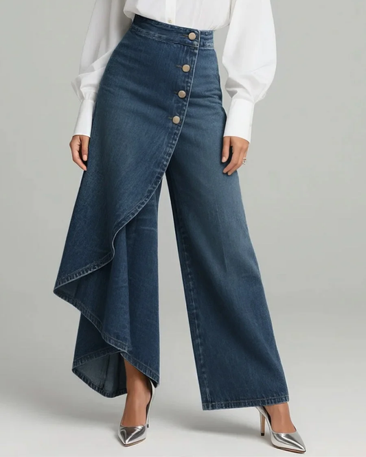 Pantalón de sarga vaquera de cintura alta