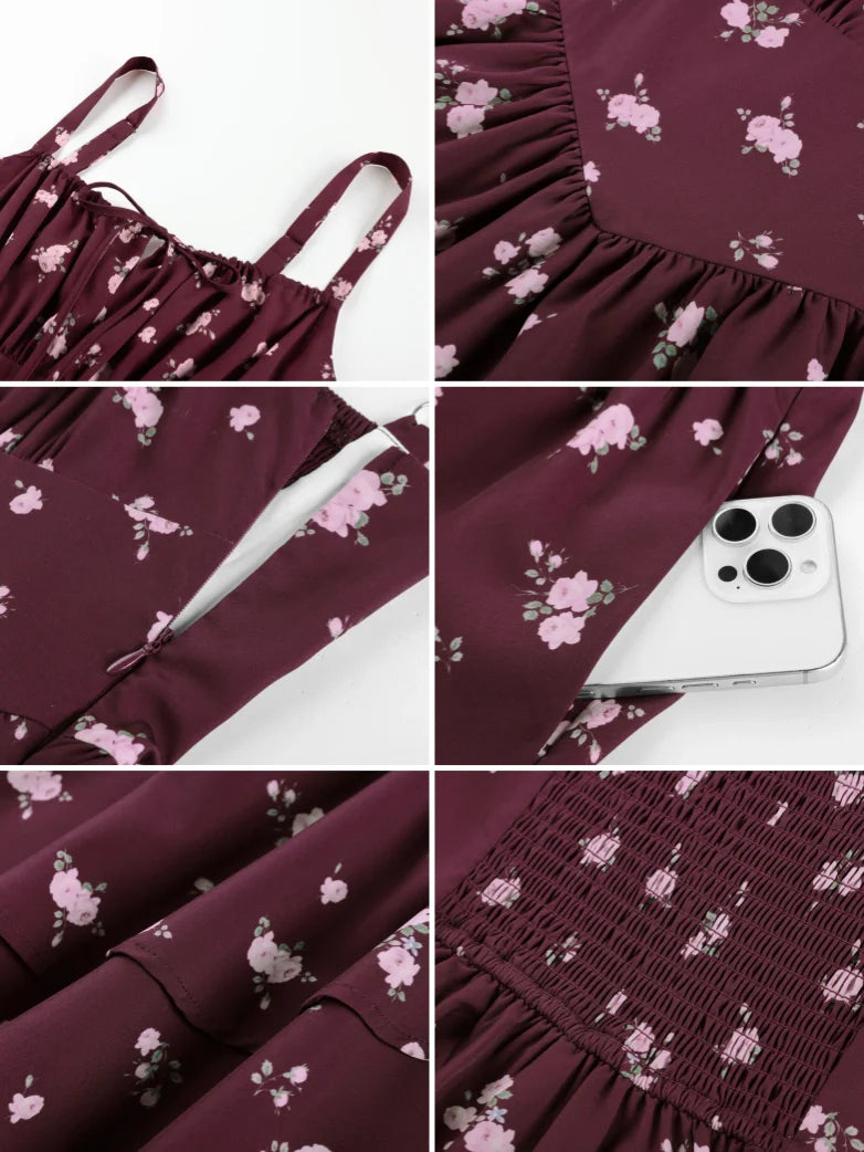 Women Summer Floral Puffy Corset Dress