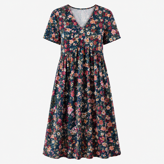 Marina-Vestido de verano con estampado floral y escote en V