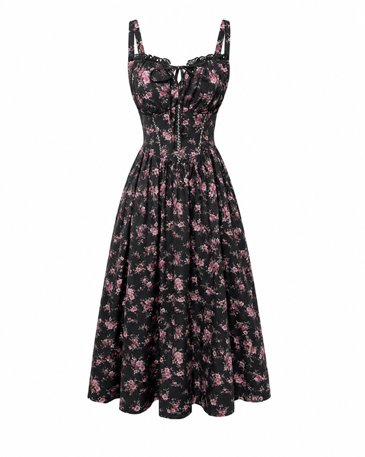 Bianca | Vestido corsé floral con escote cuadrado
