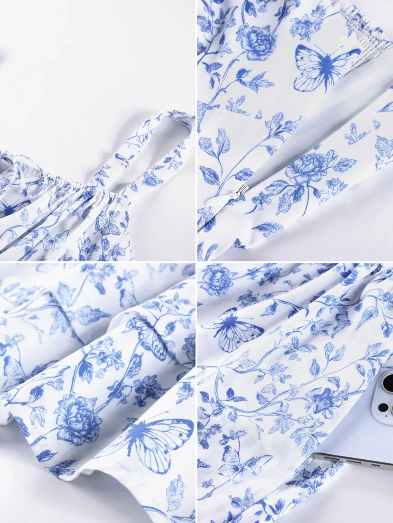 Women Summer Floral Puffy Corset Dress