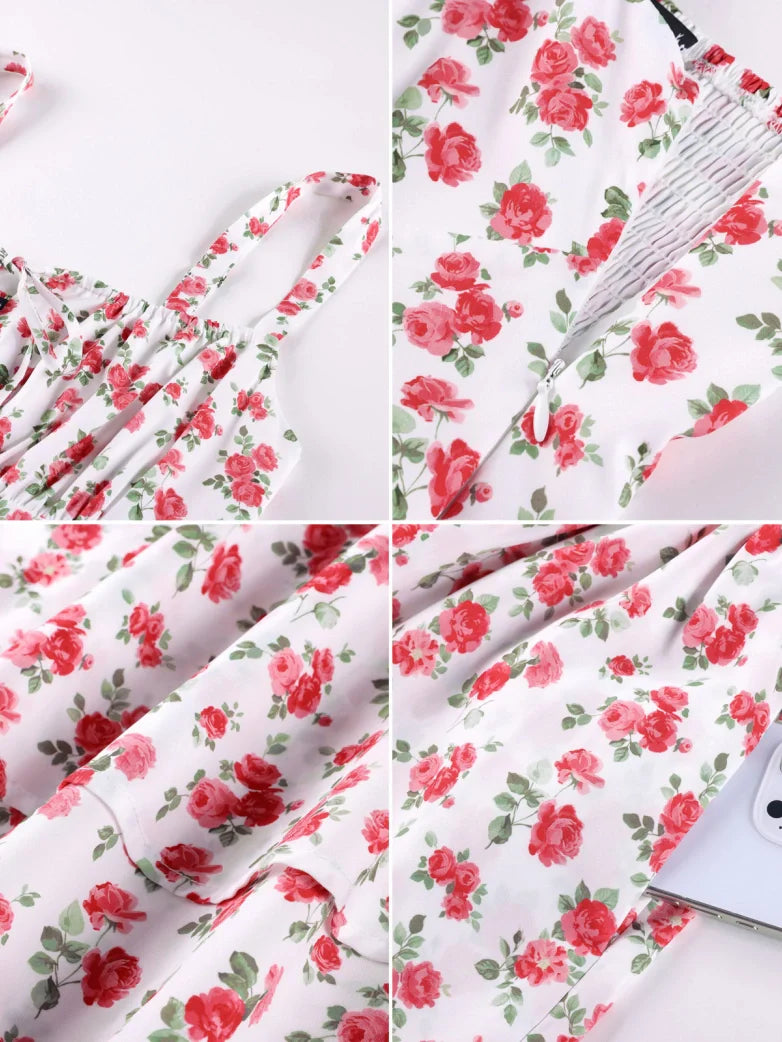 Women Summer Floral Puffy Corset Dress