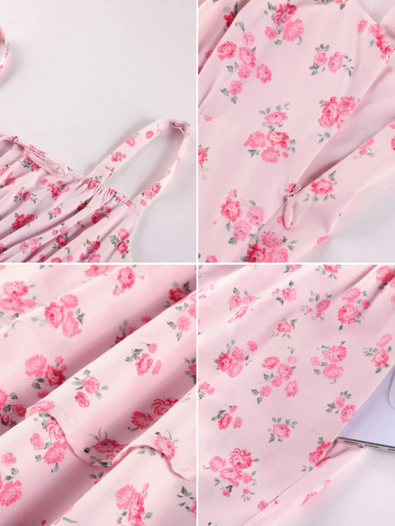 Women Summer Floral Puffy Corset Dress