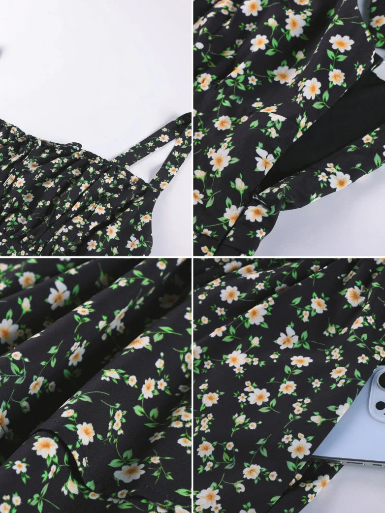 Women Summer Floral Puffy Corset Dress