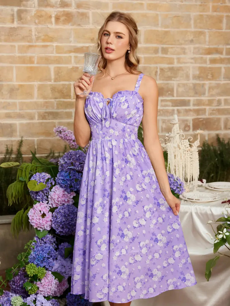Sweetheart Floral Summer Wedding Pockets Dress