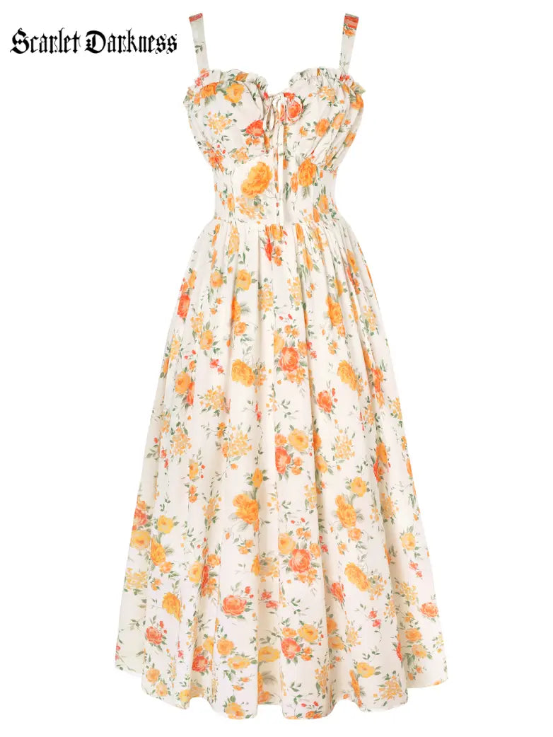 Sweetheart Floral Summer Wedding Pockets Dress