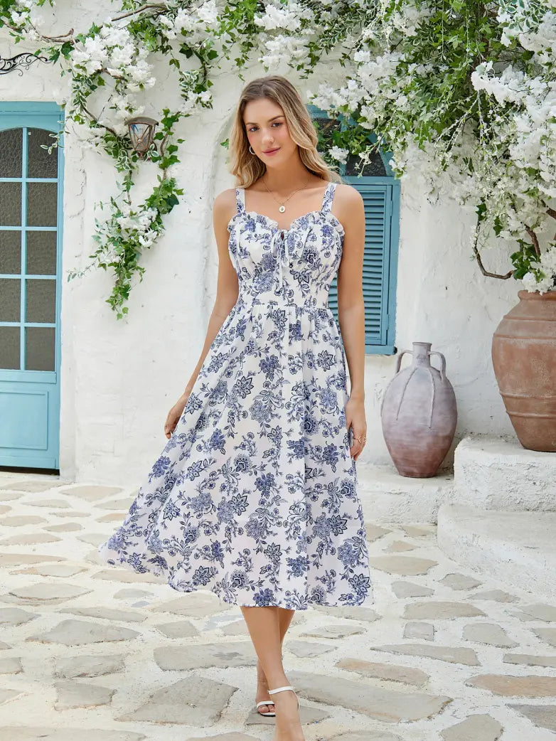 Sweetheart Floral Summer Wedding Pockets Dress