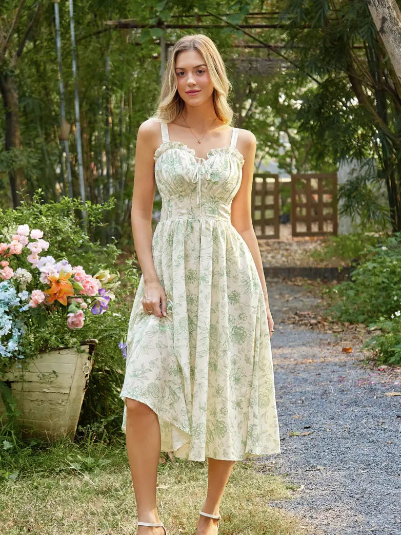 Sweetheart Floral Summer Wedding Pockets Dress