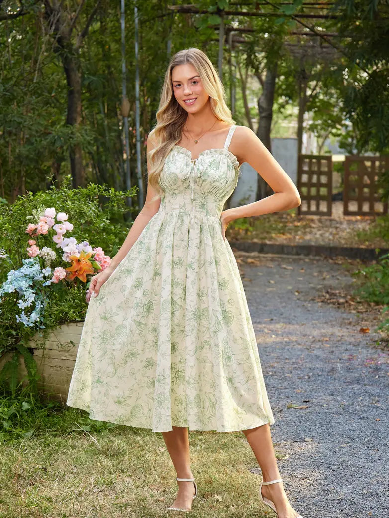 Sweetheart Floral Summer Wedding Pockets Dress