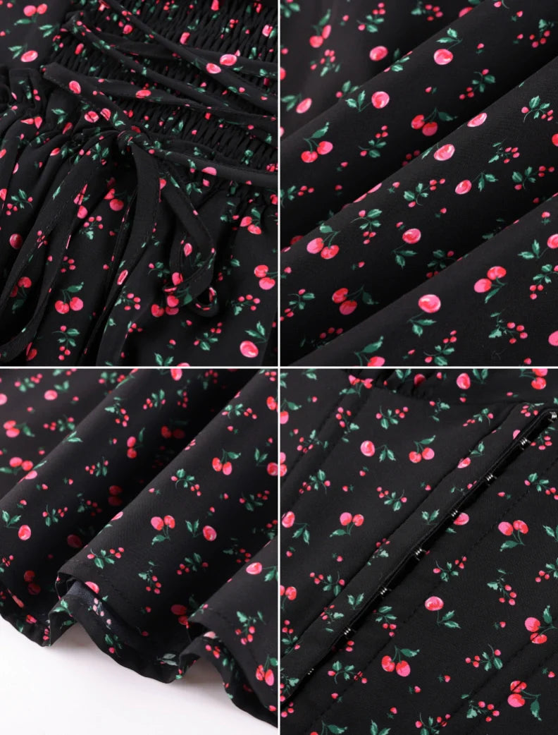 Victorian Floral Spring Corset Dress with Pockets
