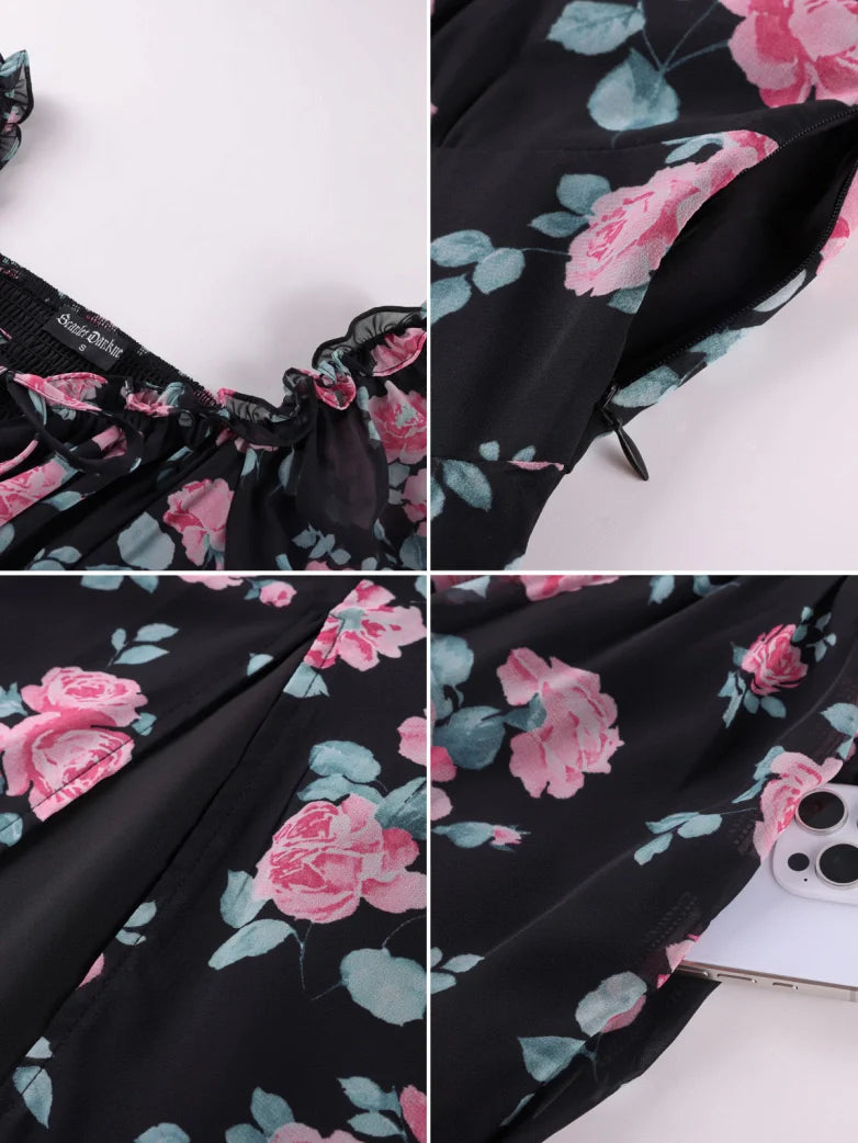Valentine's Day Front Slit Chiffon Pockets Dress