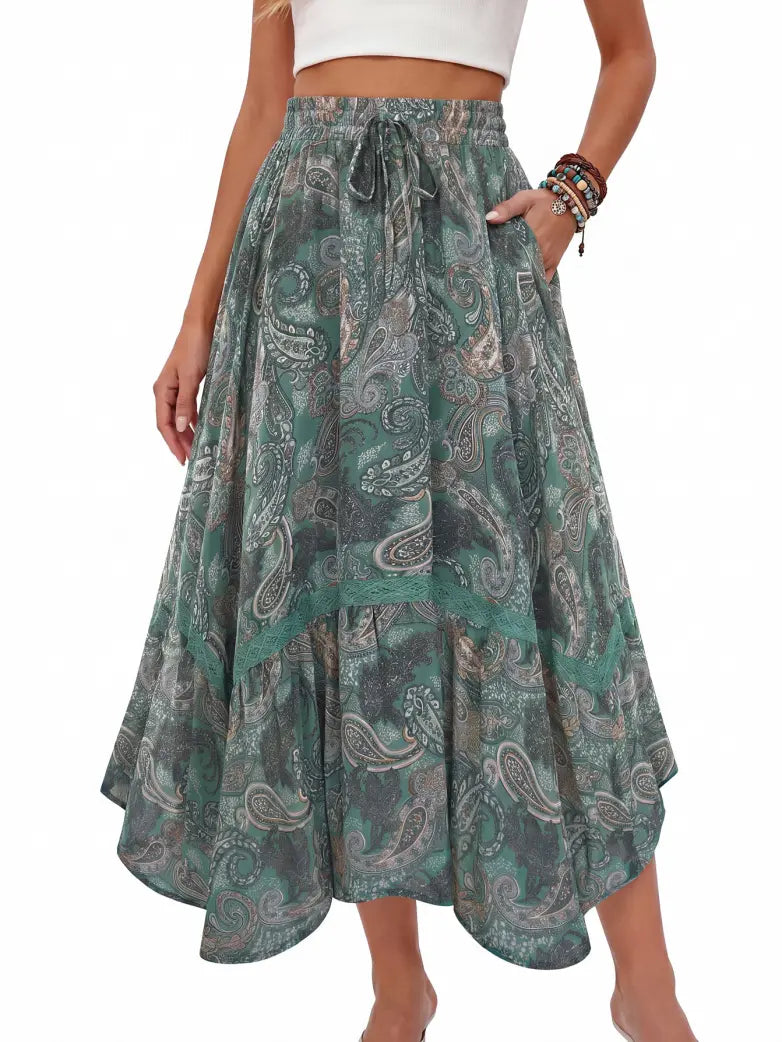 Women Renaissance Boho Chic Swing Pockets Skirt
