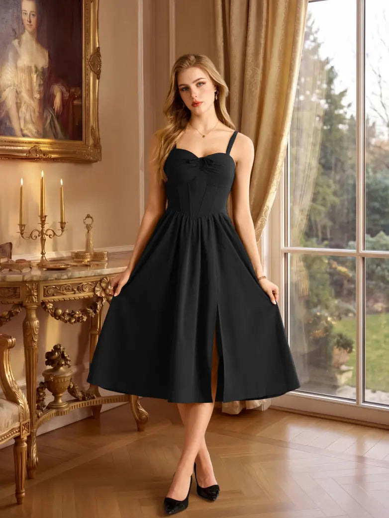 Victorian Slit Corset Party Dress with Pockets