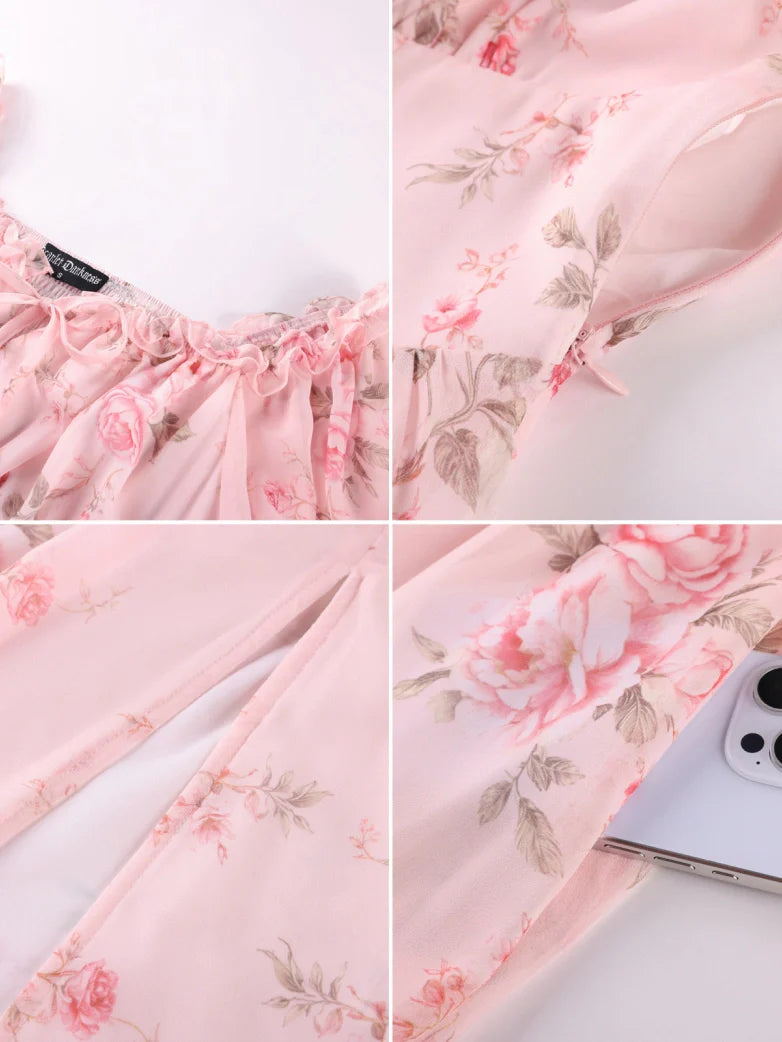 Valentine's Day Front Slit Chiffon Pockets Dress