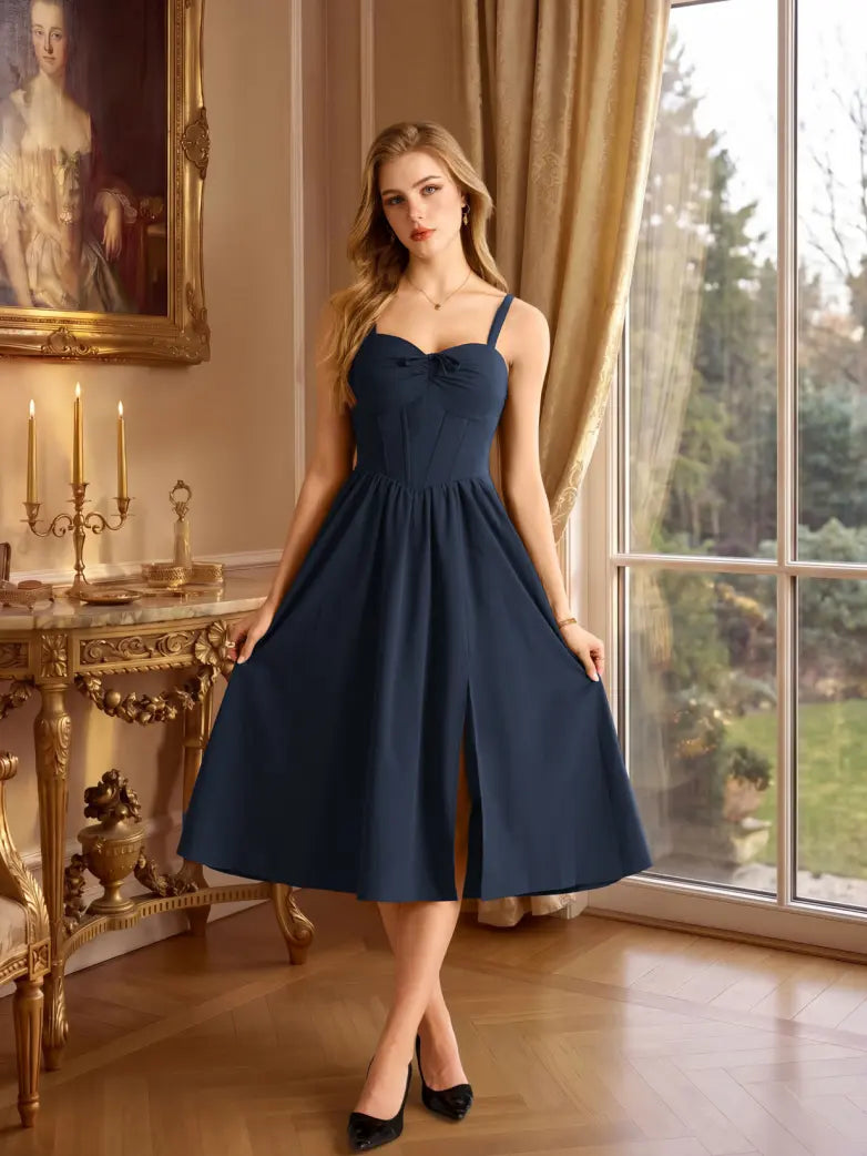 Victorian Slit Corset Party Dress with Pockets
