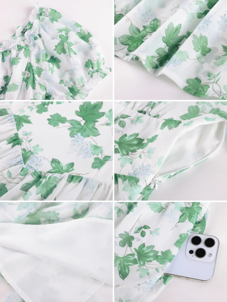 Victoria Garden Tea Party Floral Chiffon Pockets Dress