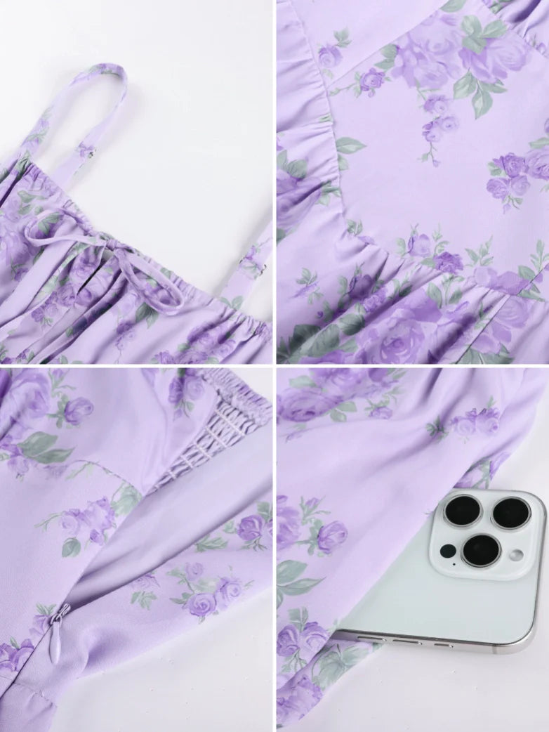 Valentine's Day Floral Summer Front Slit Pocket Dress
