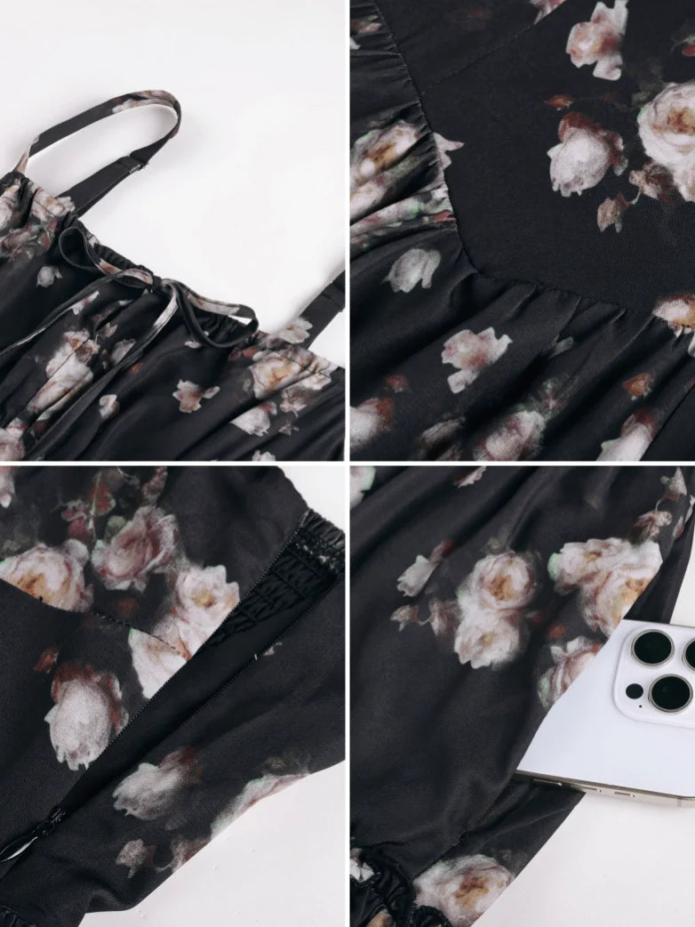 Valentine's Day Floral Summer Front Slit Pocket Dress