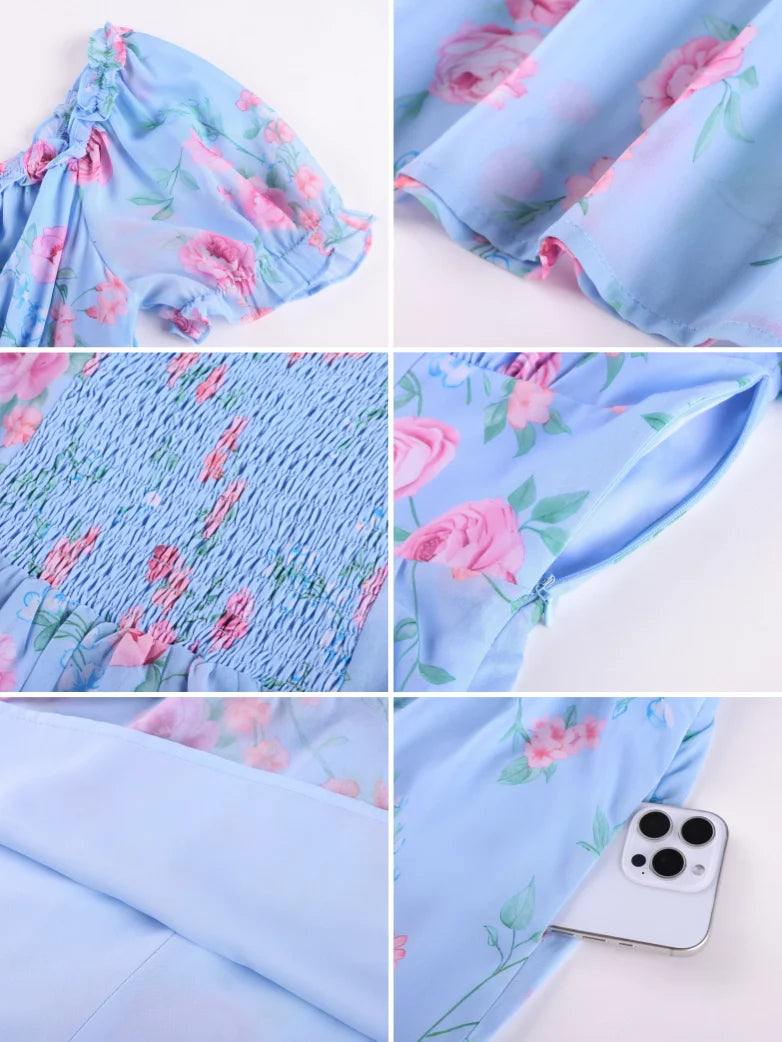 Victoria Garden Tea Party Floral Chiffon Pockets Dress