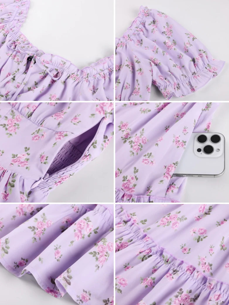 Victorian Summer Floral Pockets Dresses for Women