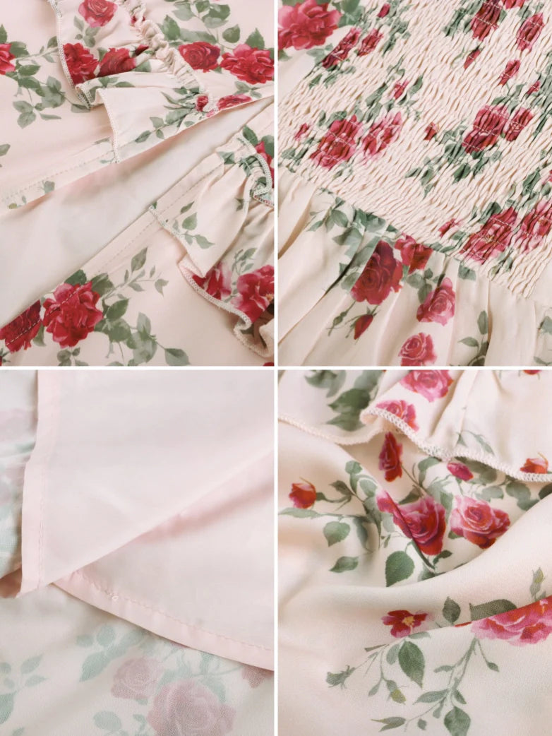 Valentine's Day Floral Summer Front Slit Pocket Dress
