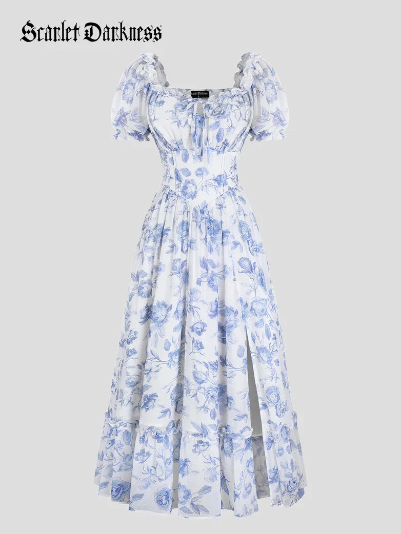 Valentine's Day Front Slit Chiffon Pockets Dress