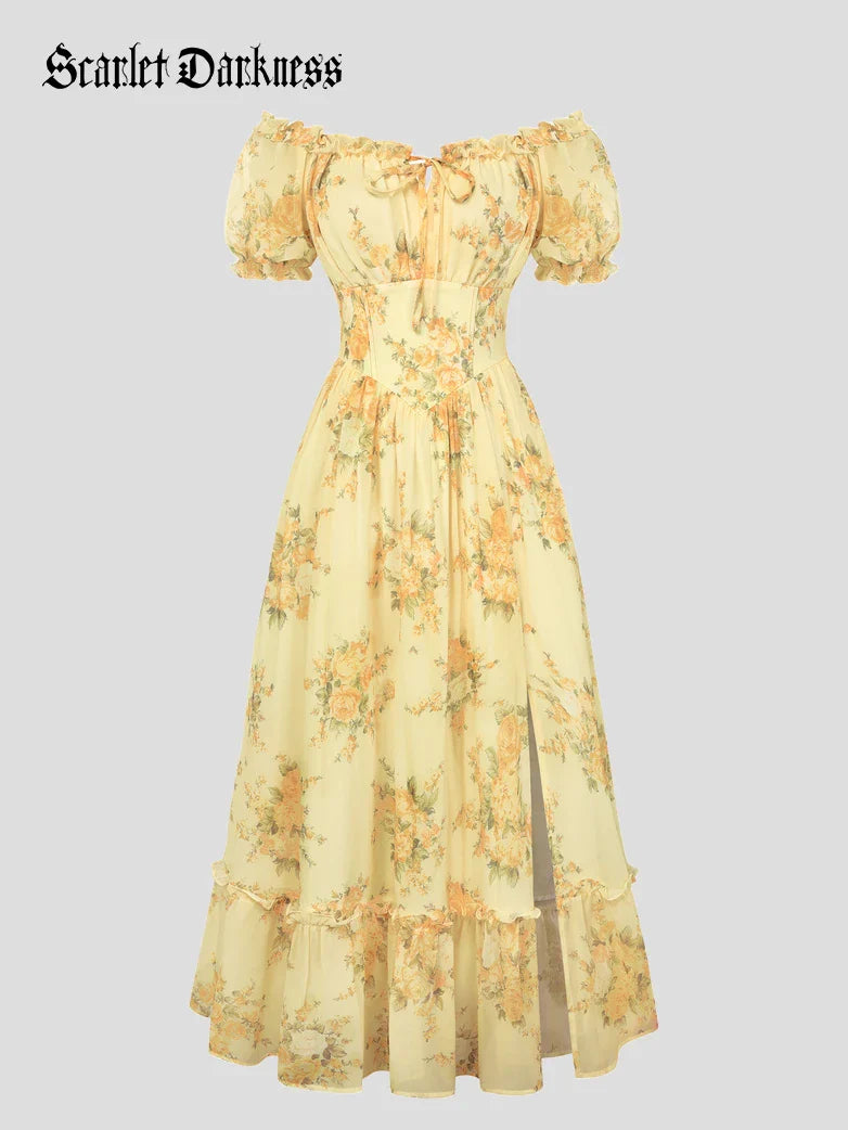 Valentine's Day Front Slit Chiffon Pockets Dress