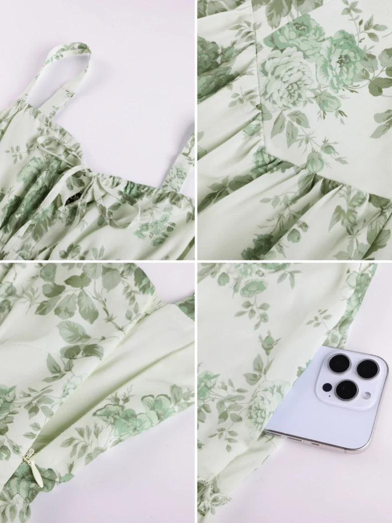 Valentine's Day Floral Summer Front Slit Pocket Dress