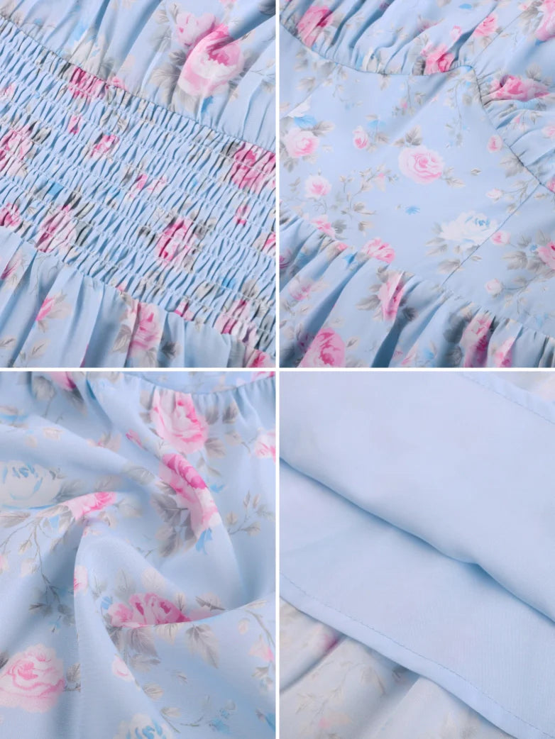 Victorian Summer Floral Pockets Dresses for Women