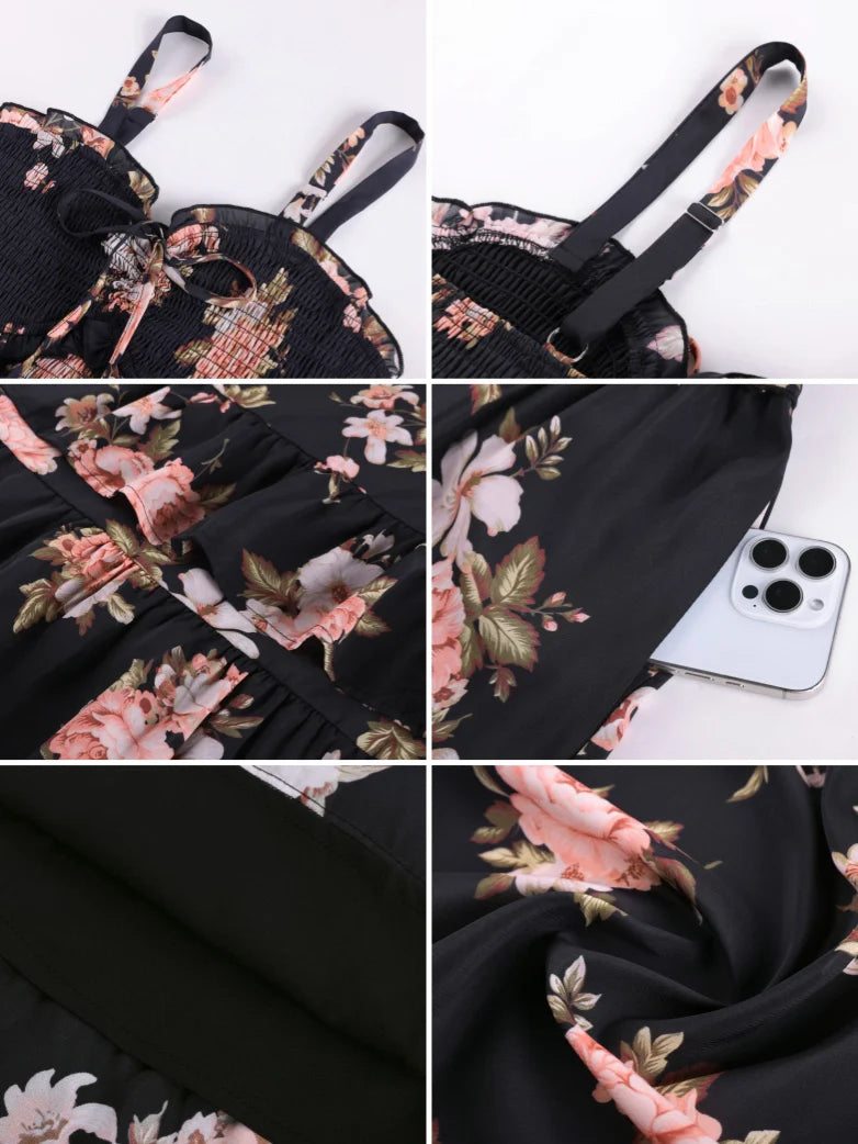 Women Renaissance Chiffon Pleated Pockets Dress