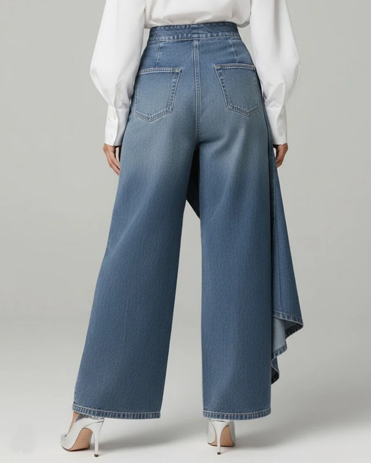 Pantalón de sarga vaquera de cintura alta