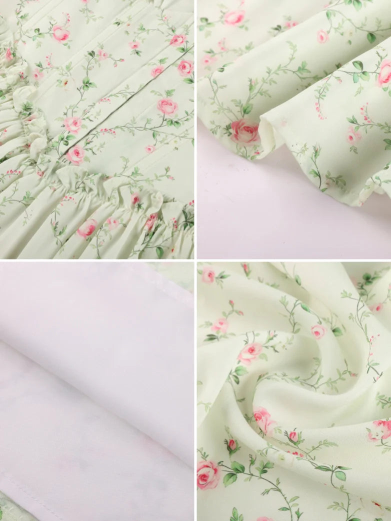 Victorian Floral Spring Corset Dress with Pockets