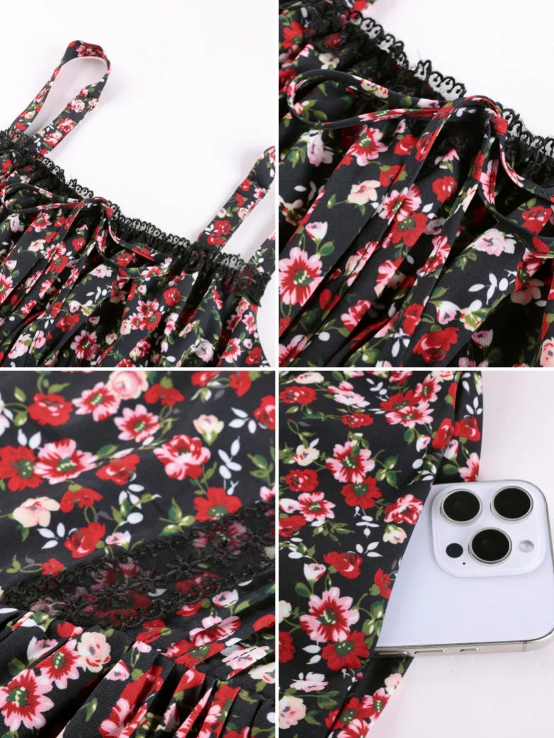 Victorian Puffy Corset Dress Sundress with Pockets
