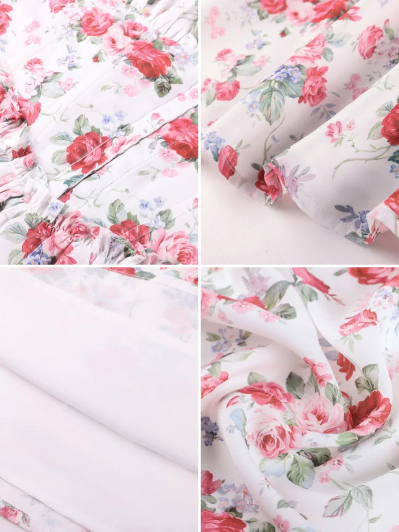 Victorian Floral Spring Corset Dress with Pockets