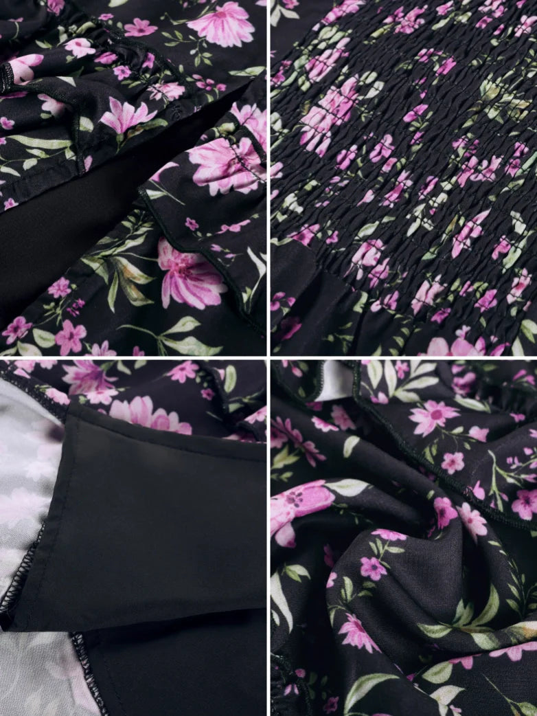 Valentine's Day Floral Summer Front Slit Pocket Dress