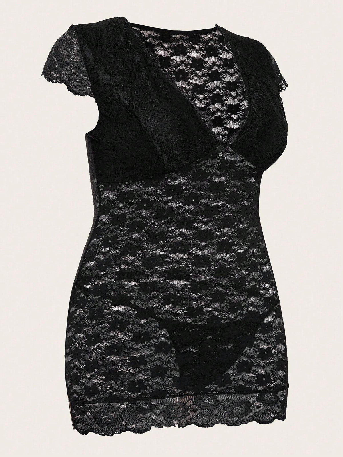 Camisón para mujeres curvilíneas con encaje floral, lencería sexy, body de malla, babydoll, ropa de dormir
