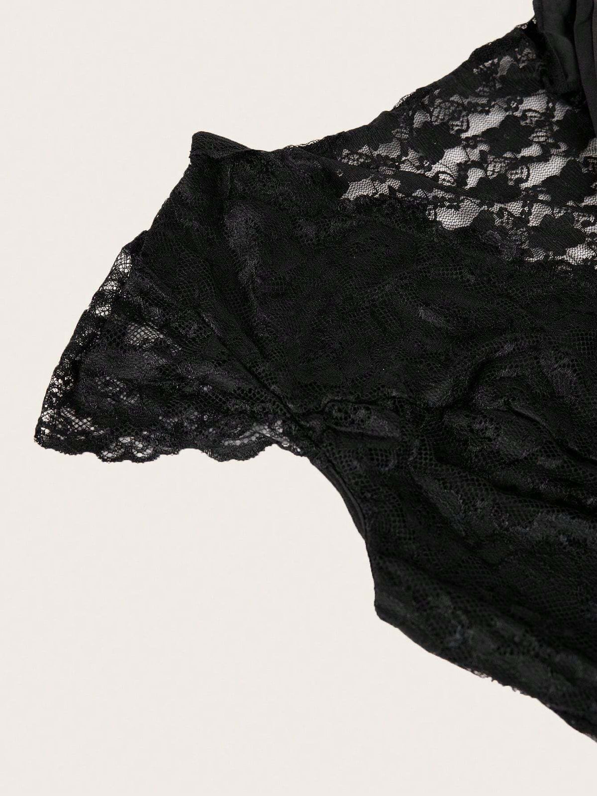 Camisón para mujeres curvilíneas con encaje floral, lencería sexy, body de malla, babydoll, ropa de dormir
