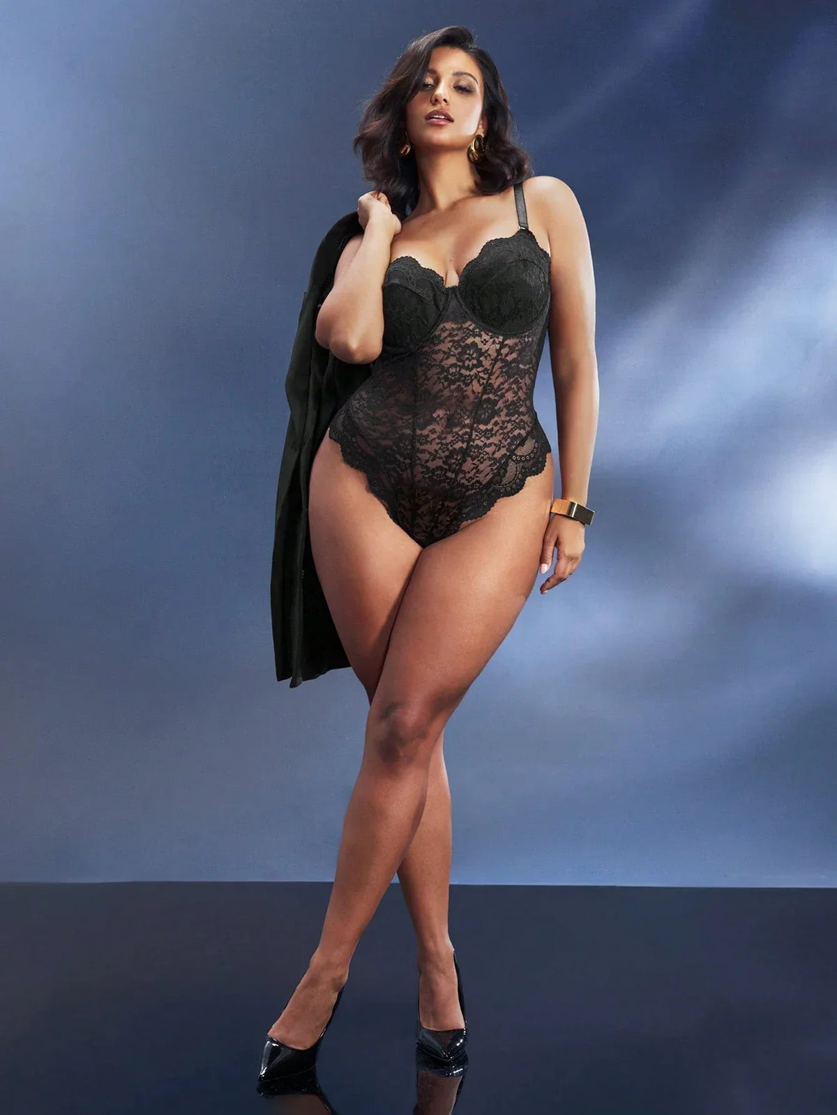 Body elegante de encaje francés, atractivo y sexy, ropa interior de tallas grandes