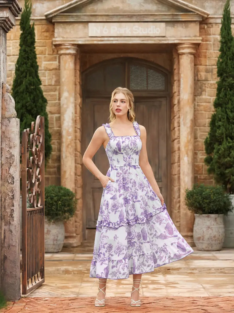 Women Spring Love Story Sundress with Pockets