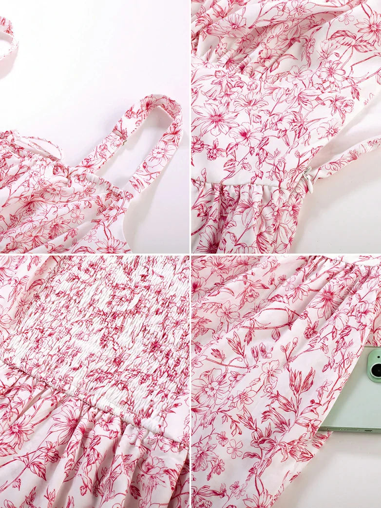 Women Summer Floral Puffy Corset Dress