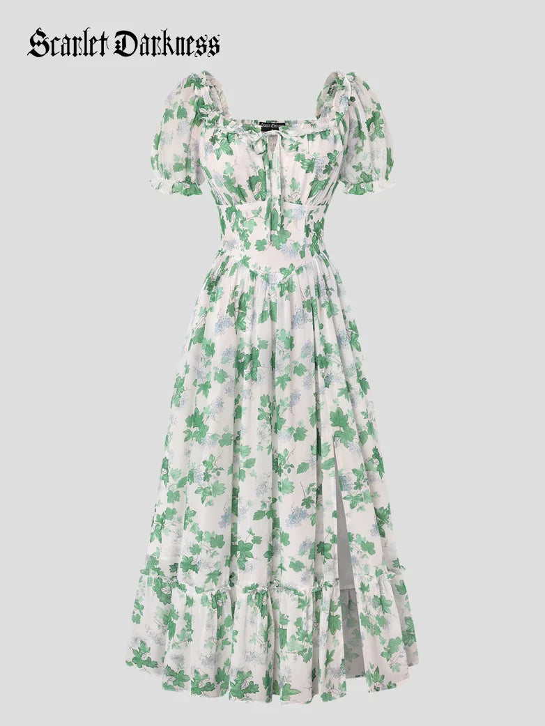 Valentine's Day Front Slit Chiffon Pockets Dress