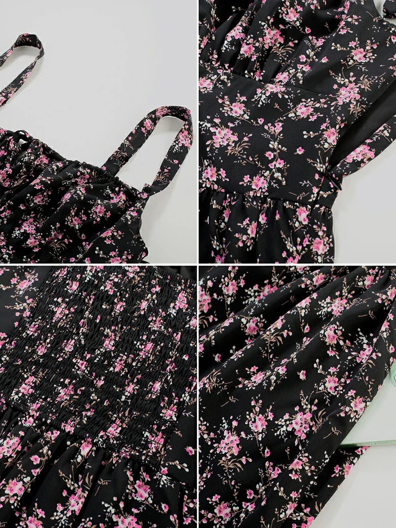 Women Summer Floral Puffy Corset Dress