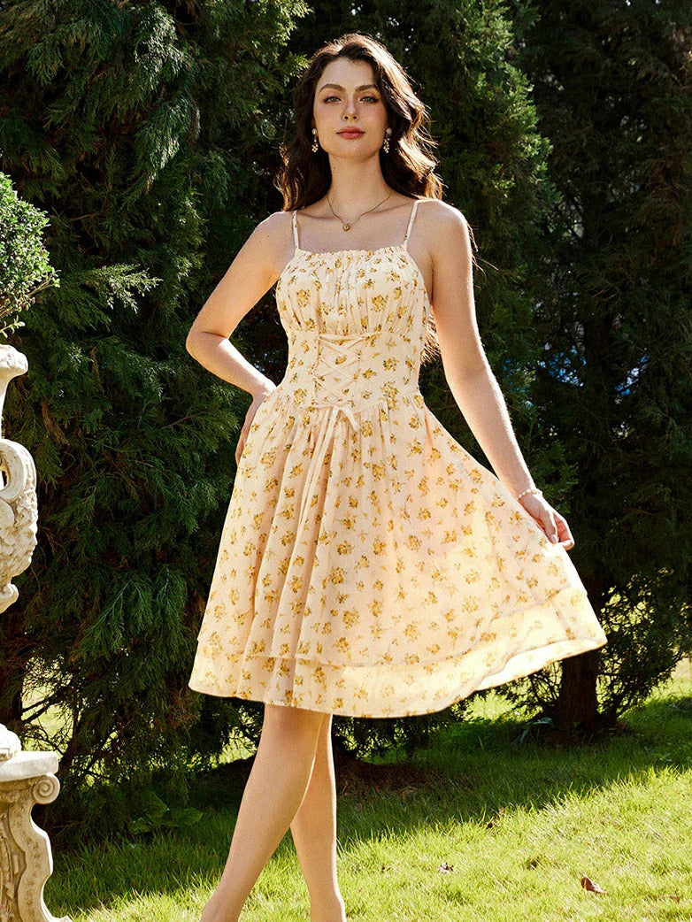 Spring Victorian Pastoral Milkmaid Pockets Dress