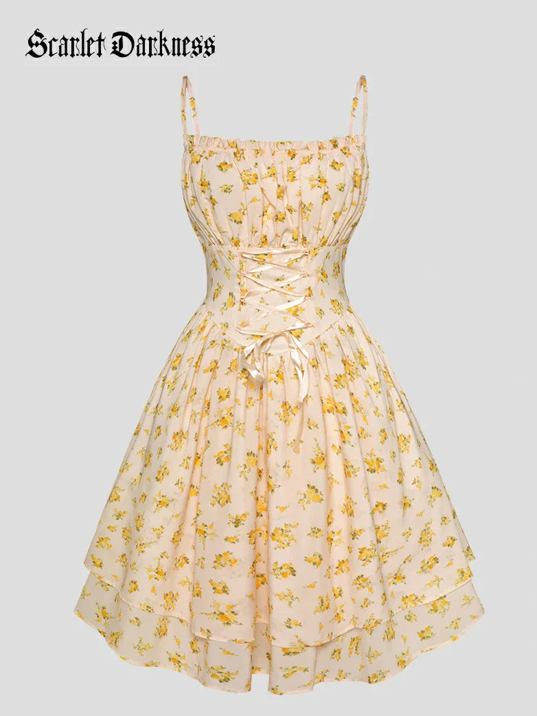 Spring Victorian Pastoral Milkmaid Pockets Dress