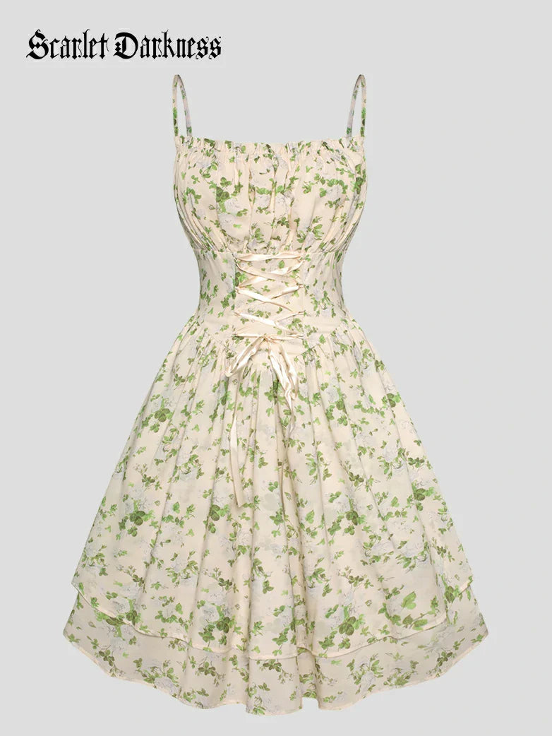 Spring Victorian Pastoral Milkmaid Pockets Dress