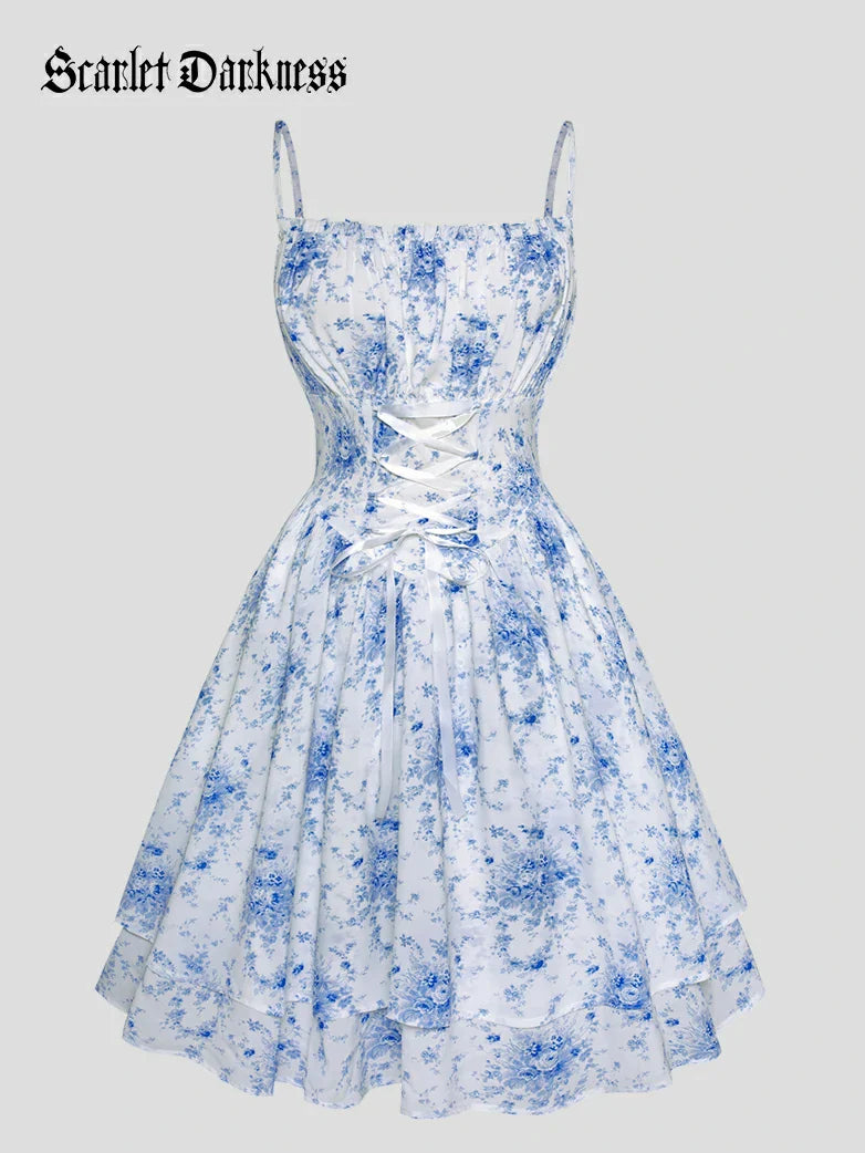 Spring Victorian Pastoral Milkmaid Pockets Dress