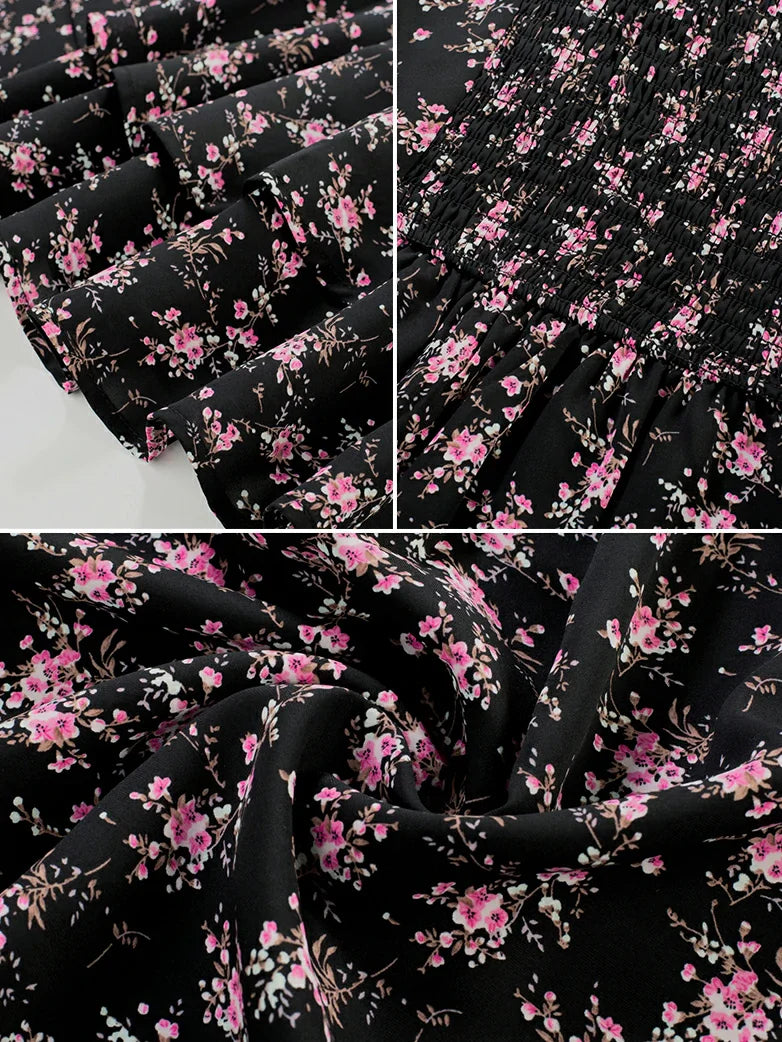 Women Summer Floral Puffy Corset Dress
