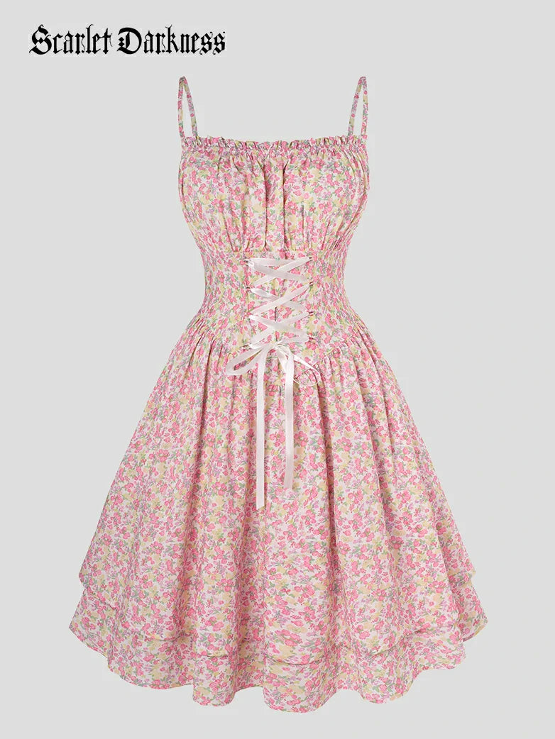 Spring Victorian Pastoral Milkmaid Pockets Dress