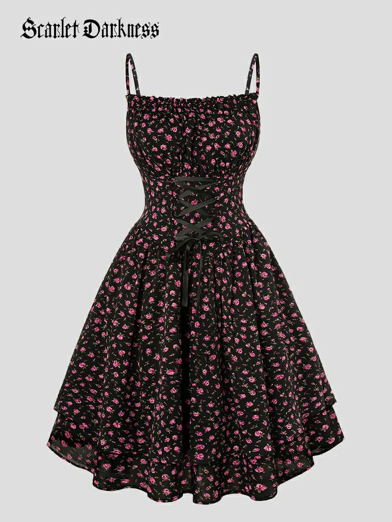 Spring Victorian Pastoral Milkmaid Pockets Dress